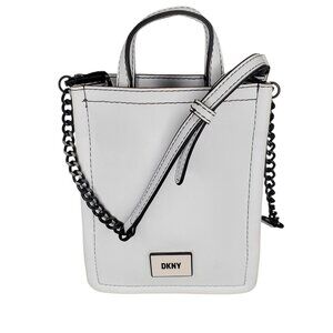 DKNY Magnolia White Mini Crossbody Bag Detachable Chain Strap Magnetic Snap $148